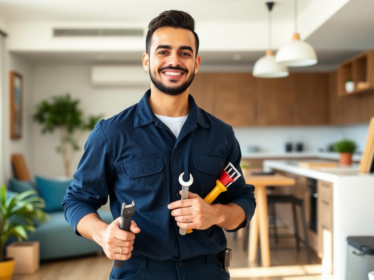 Artisan professionnel souriant prêt à intervenir